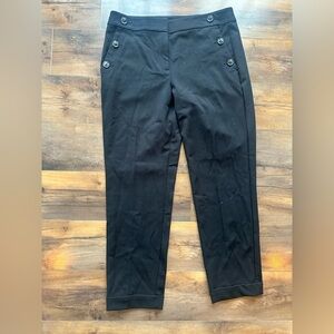 NWT LOFT Sailor Button Ankle Pants Black Stretch Work Office Size 6 Chic